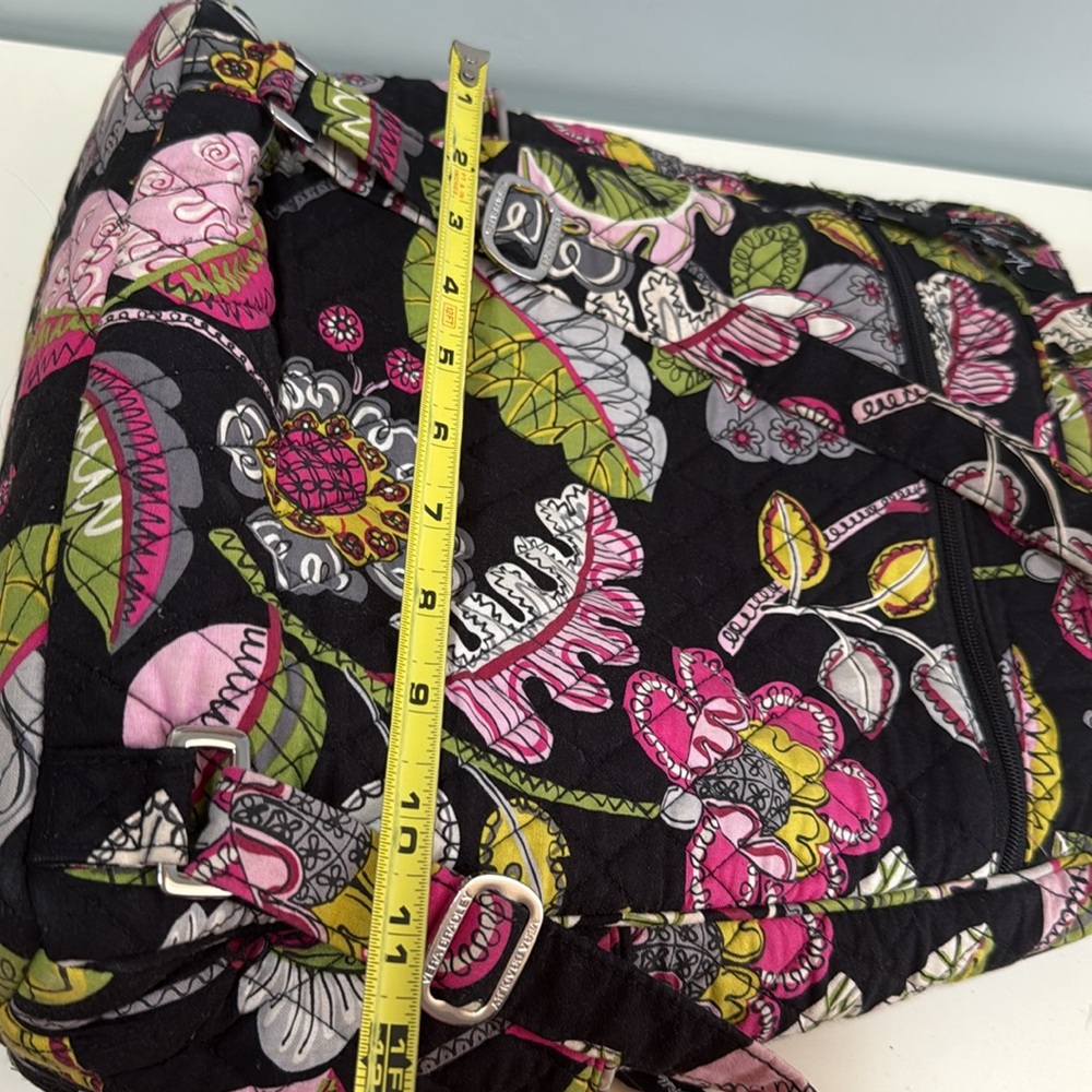 Vera Bradley Backpack 🎒 Floral Quilted black pink greens - Picture 16 of 16